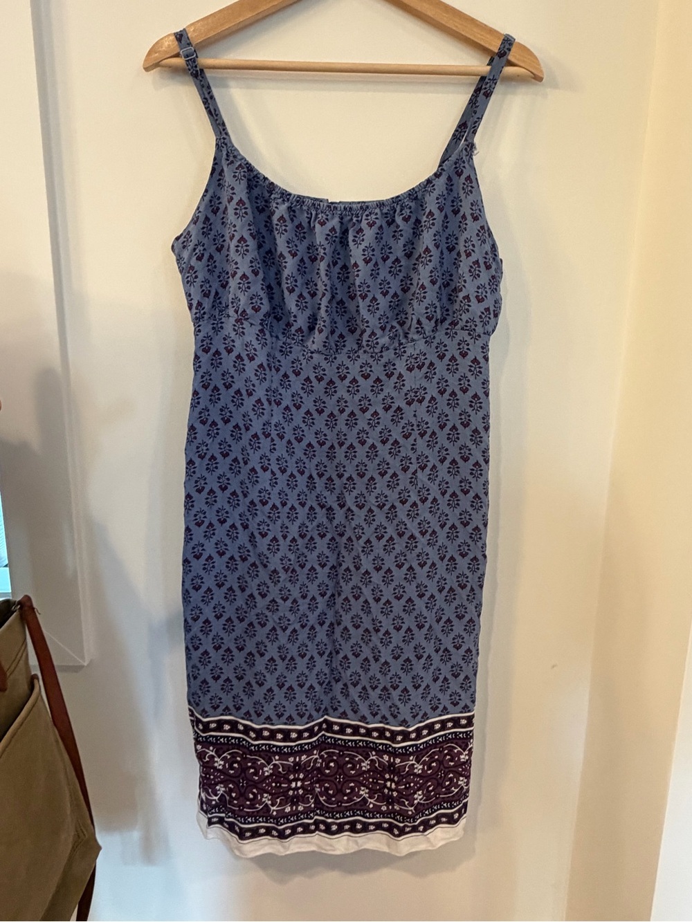 American Eagle Outfitters Blue Printed Mini Dress with Navy Border
